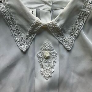 Impressions Elegant White Blouse with Lace Collar 14